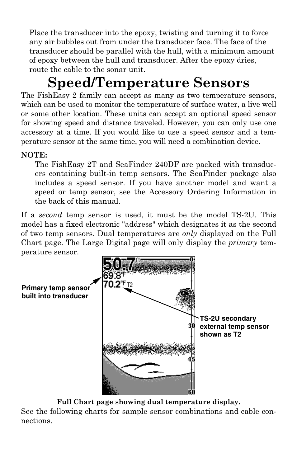 Speed/temperature sensors | Eagle Electronics FISHEASY 2T User Manual | Page 20 / 68