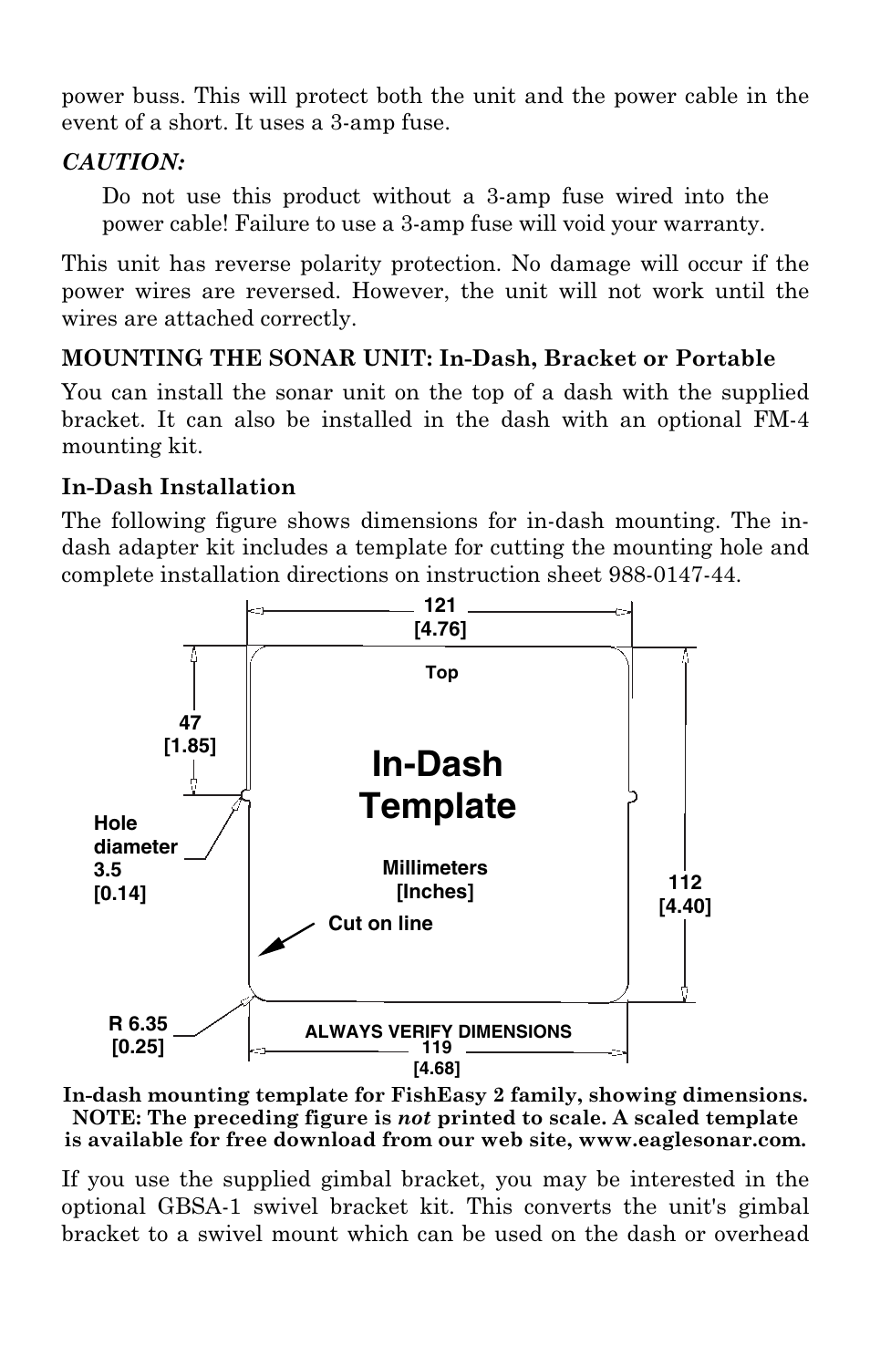 In-dash template | Eagle Electronics FISHEASY 2T User Manual | Page 25 / 68