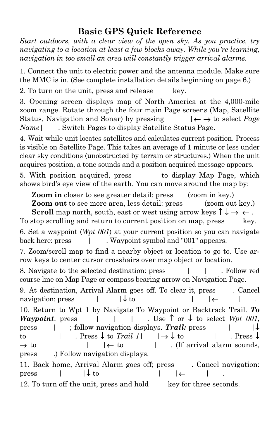 Basic gps quick reference | Eagle Electronics FishElite User Manual | Page 108 / 196