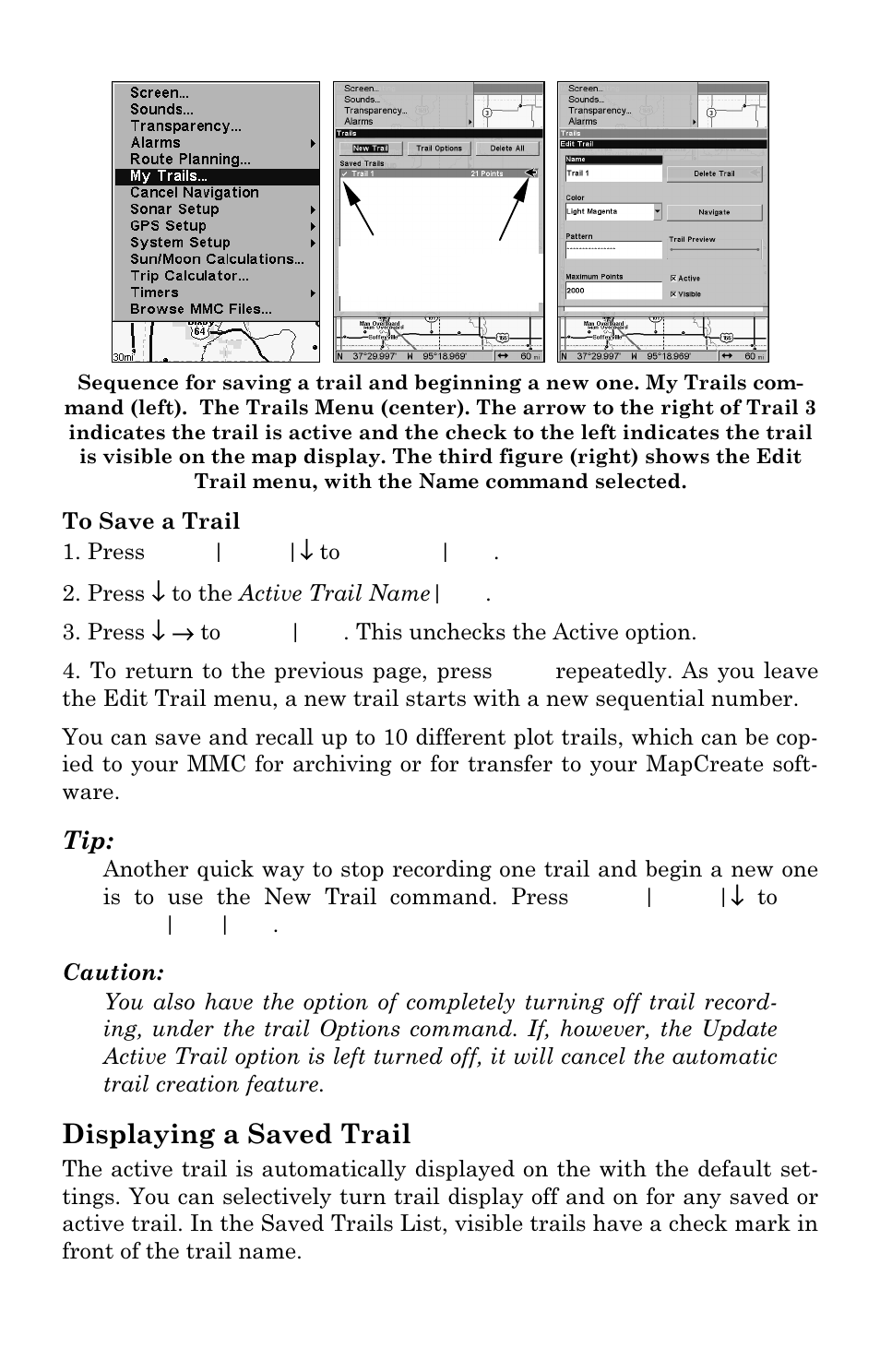 Displaying a saved trail | Eagle Electronics FishElite User Manual | Page 119 / 196