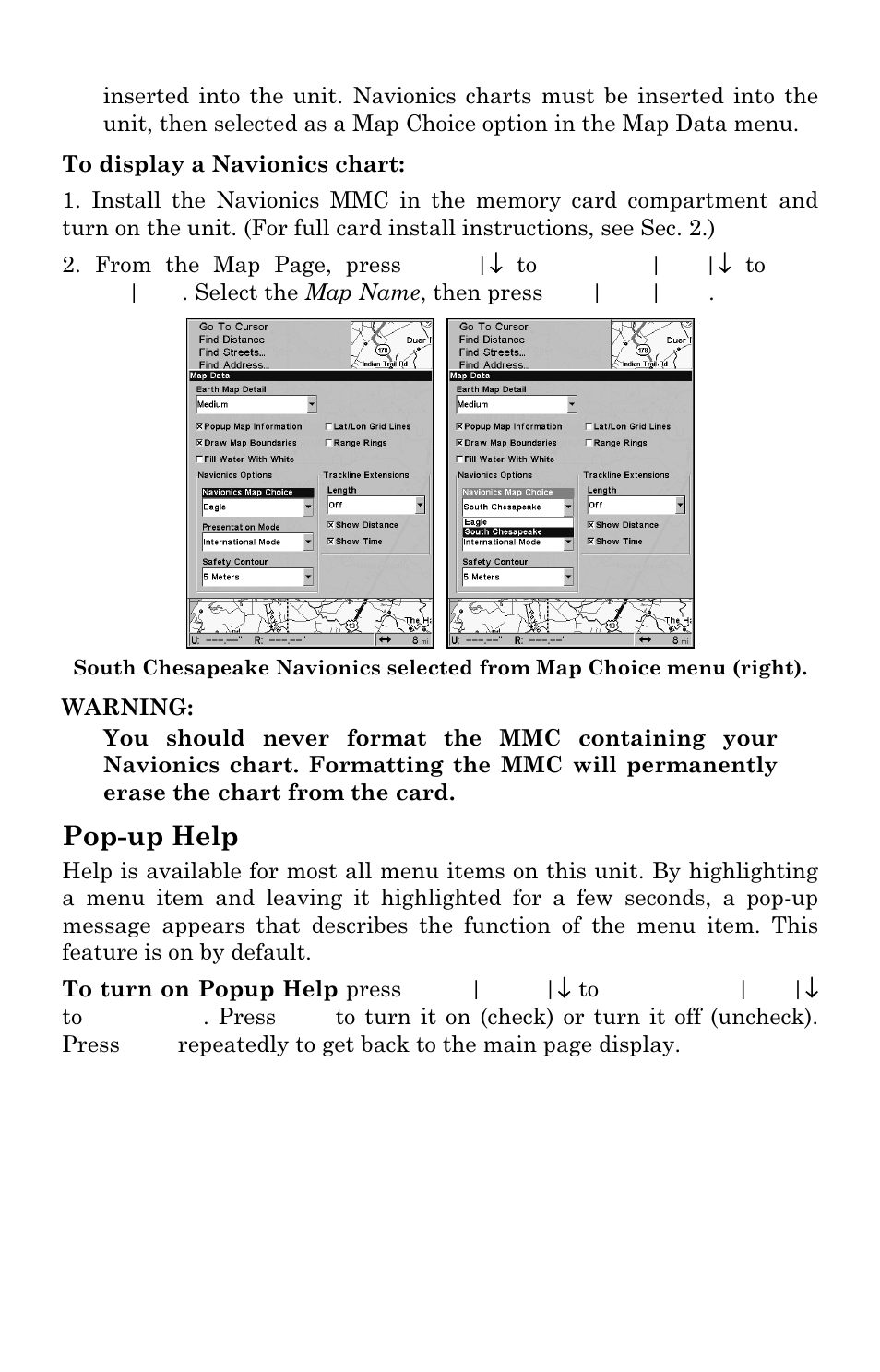 Pop-up help | Eagle Electronics FishElite User Manual | Page 159 / 196