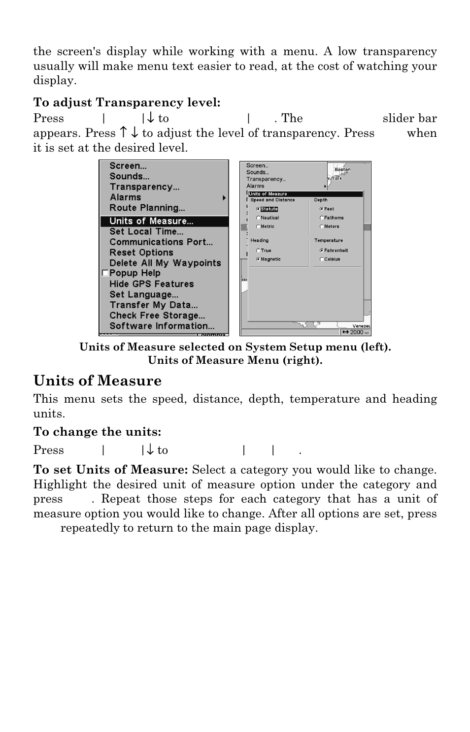 Units of measure | Eagle Electronics FishElite User Manual | Page 168 / 196