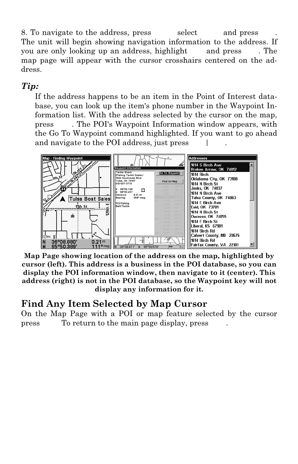 Find any item selected by map cursor | Eagle Electronics FishElite User Manual | Page 172 / 196