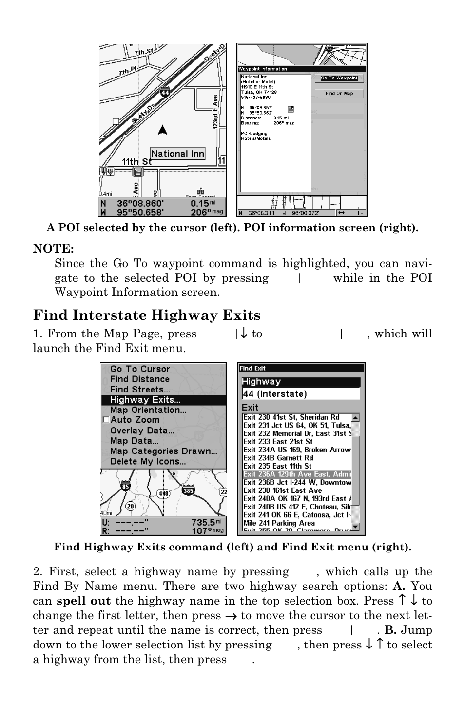 Find interstate highway exits | Eagle Electronics FishElite User Manual | Page 173 / 196