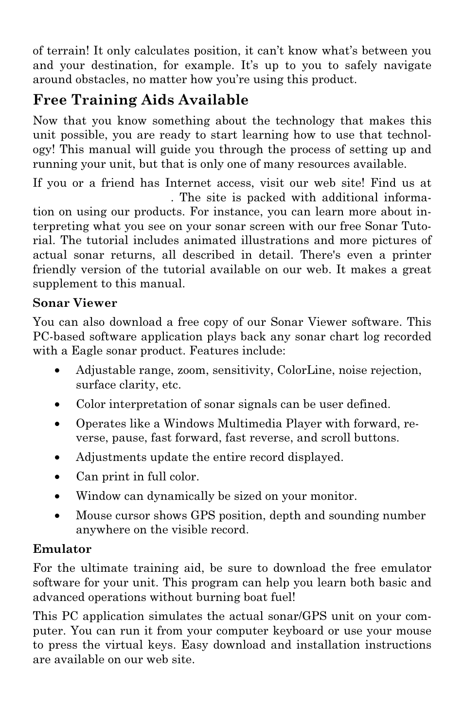 Free training aids available | Eagle Electronics FishElite User Manual | Page 18 / 196