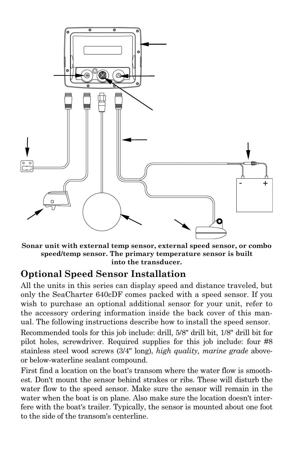 Optional speed sensor installation | Eagle Electronics FishElite User Manual | Page 37 / 196