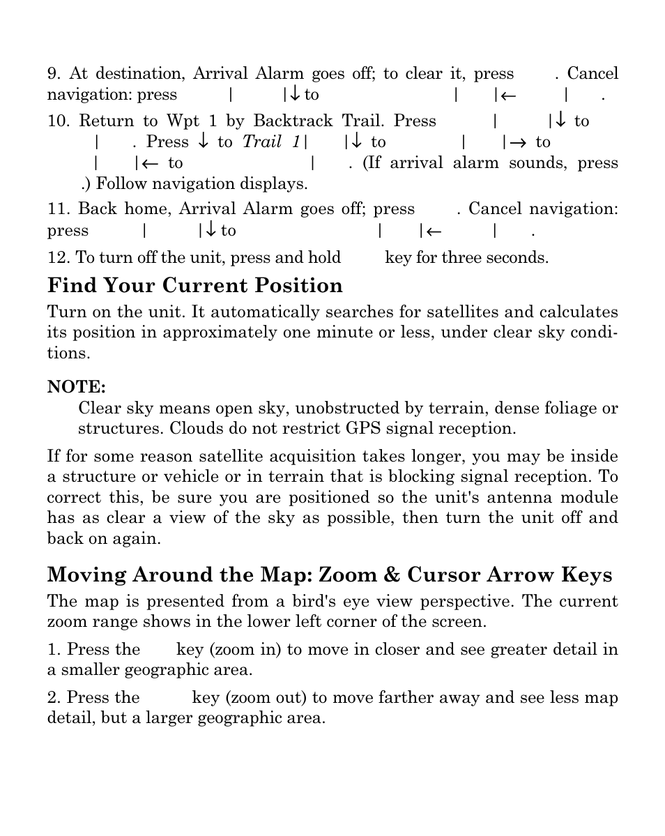 Find your current position, Moving around the map: zoom & cursor arrow keys | Eagle Electronics Cuda 250i User Manual | Page 108 / 172