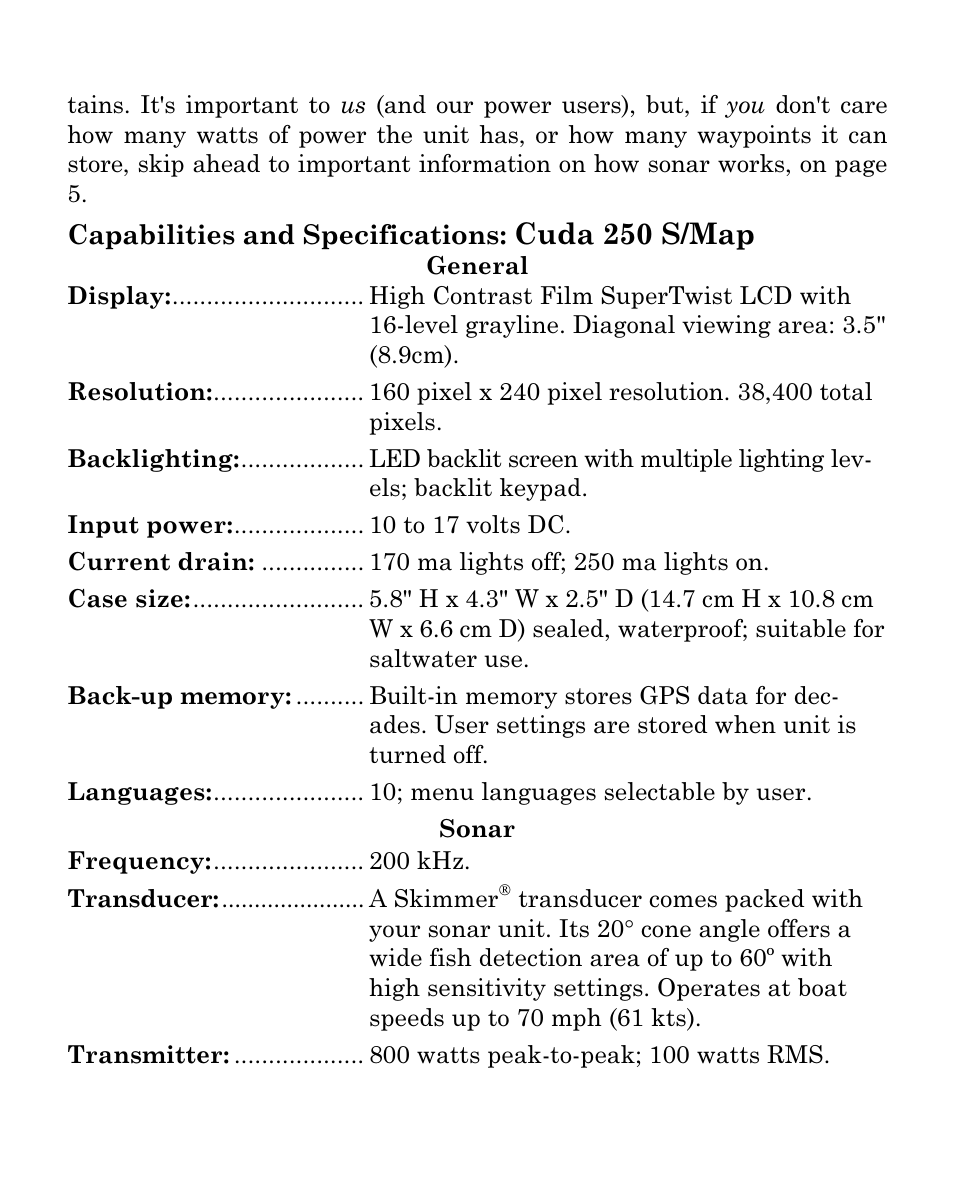 Cuda 250 s/map | Eagle Electronics Cuda 250i User Manual | Page 11 / 172