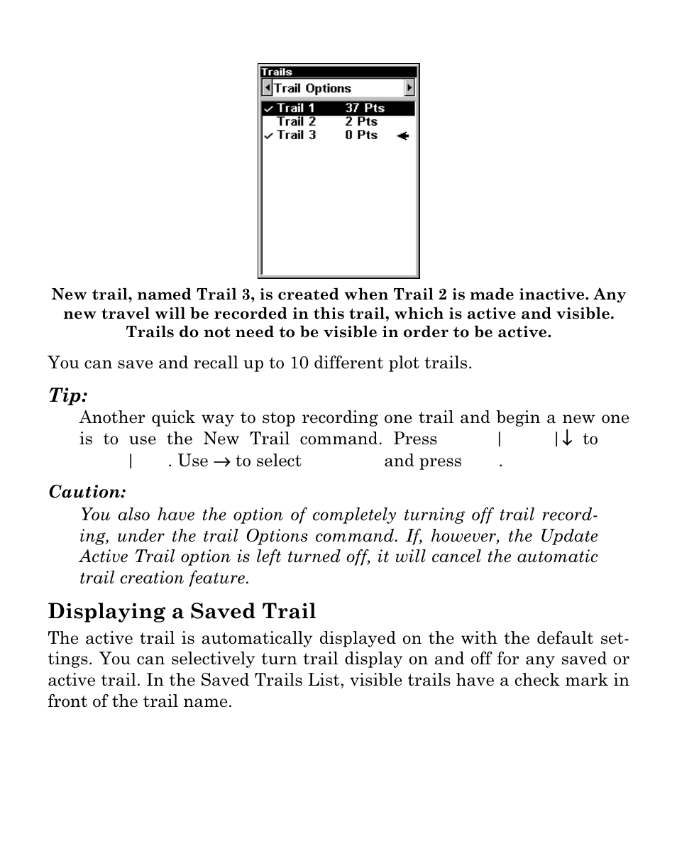 Displaying a saved trail | Eagle Electronics Cuda 250i User Manual | Page 118 / 172