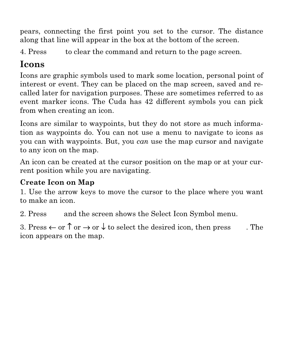 Icons | Eagle Electronics Cuda 250i User Manual | Page 124 / 172