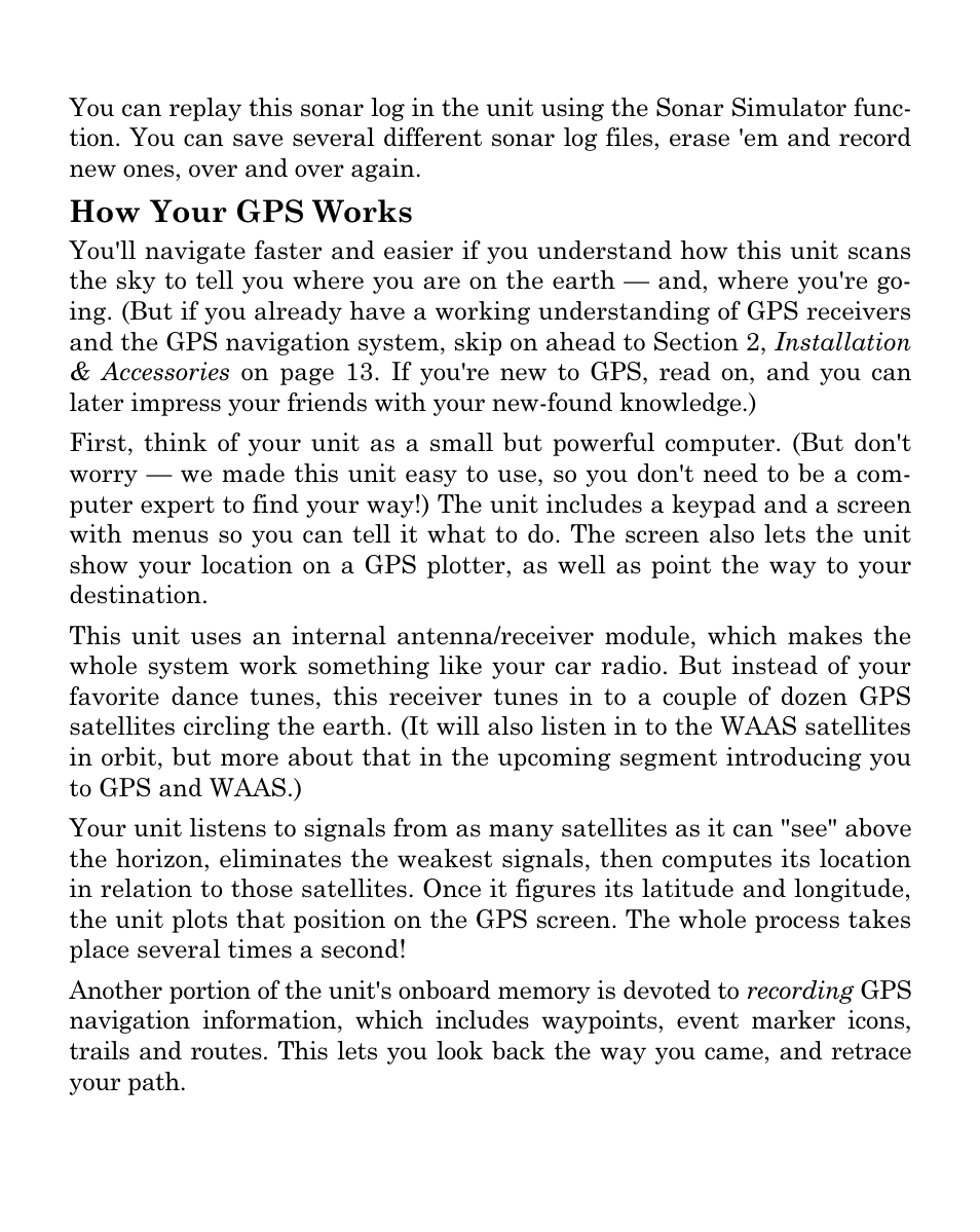 How your gps works | Eagle Electronics Cuda 250i User Manual | Page 14 / 172