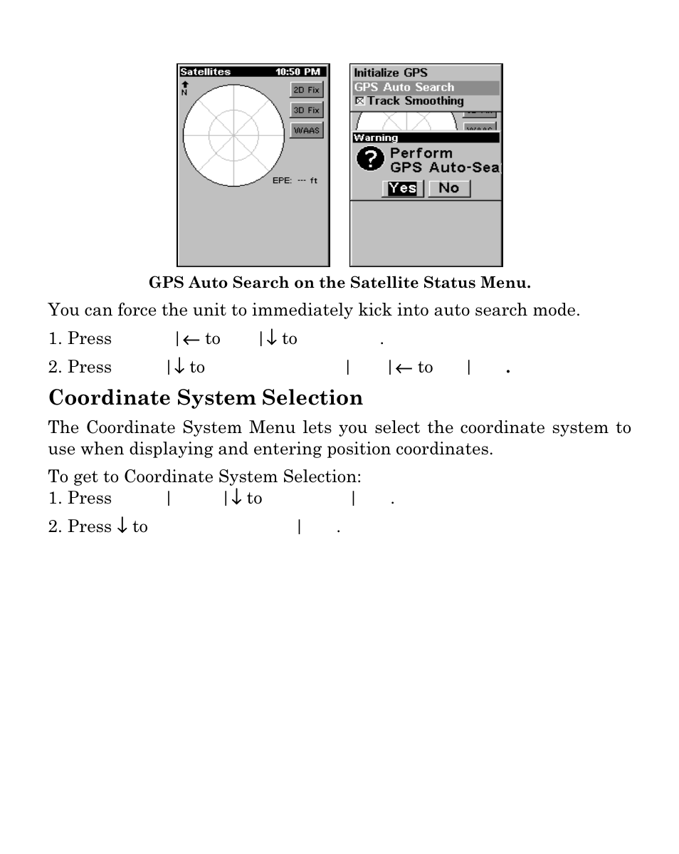 Coordinate system selection | Eagle Electronics Cuda 250i User Manual | Page 141 / 172