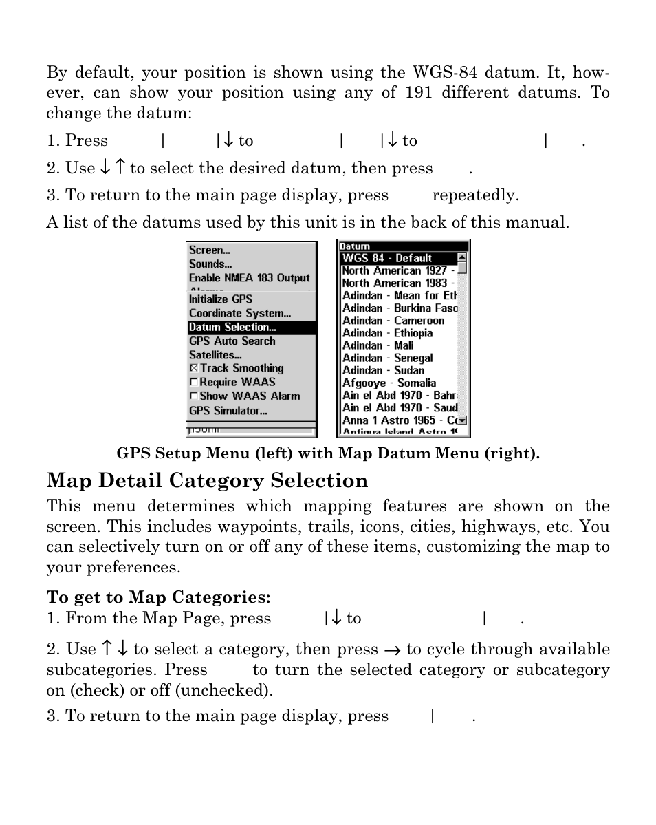 Map detail category selection | Eagle Electronics Cuda 250i User Manual | Page 151 / 172