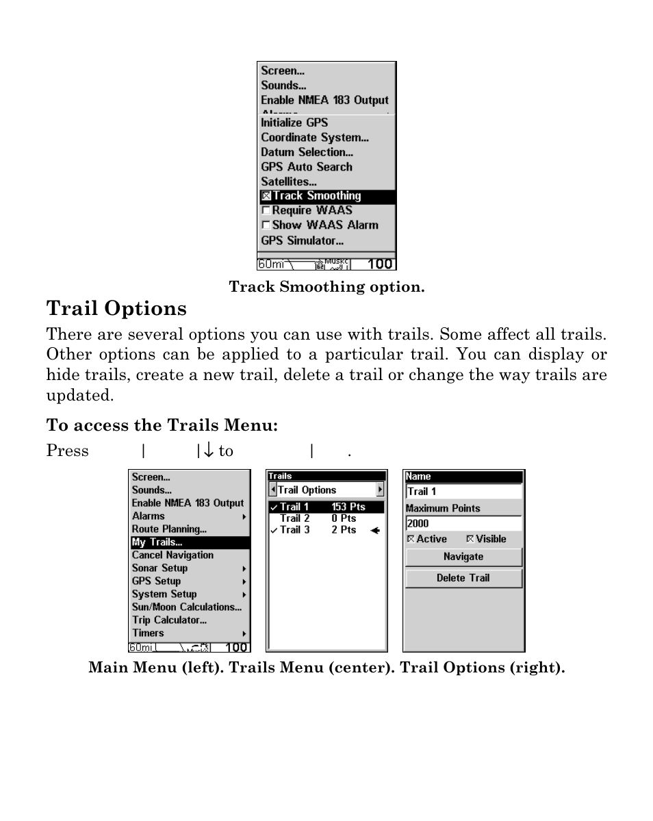 Trail options | Eagle Electronics Cuda 250i User Manual | Page 162 / 172