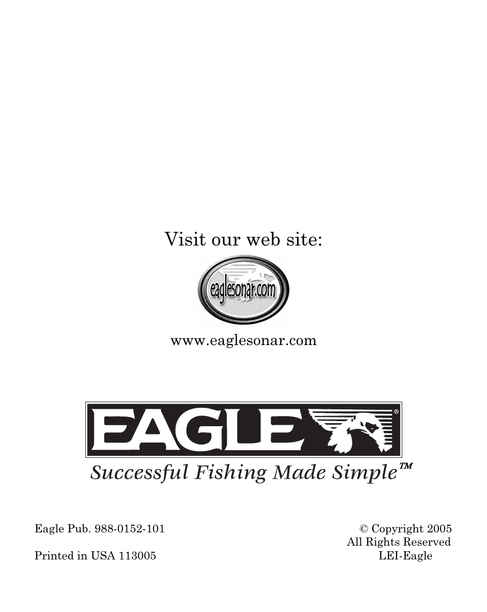 Visit our web site | Eagle Electronics Cuda 250i User Manual | Page 172 / 172