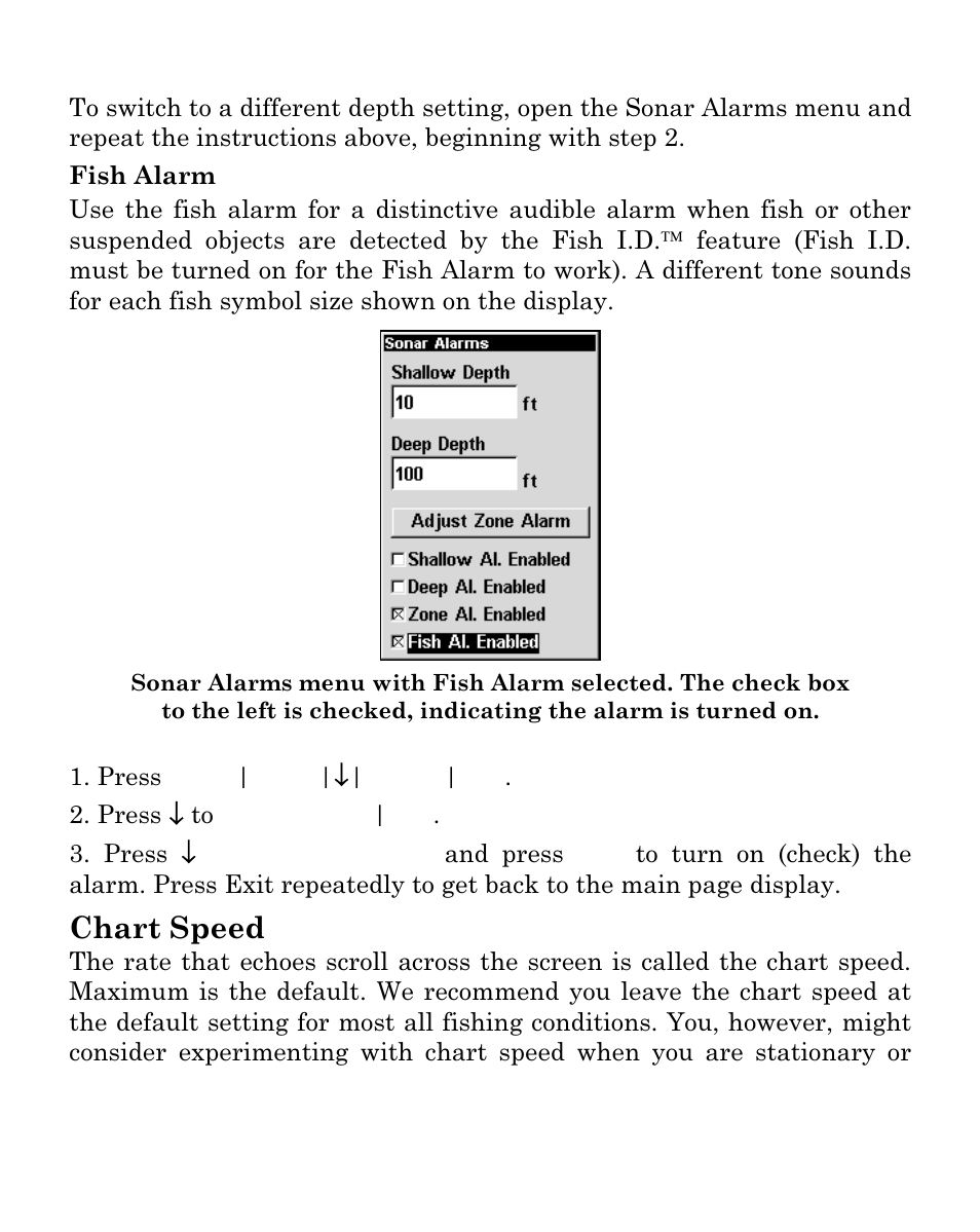 Chart speed | Eagle Electronics Cuda 250i User Manual | Page 69 / 172