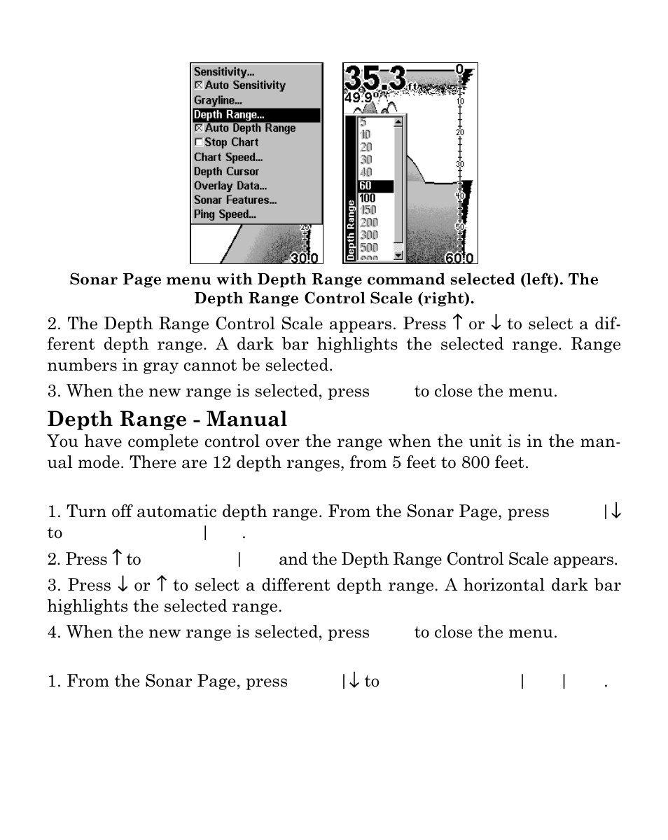 Depth range - manual | Eagle Electronics Cuda 250i User Manual | Page 72 / 172