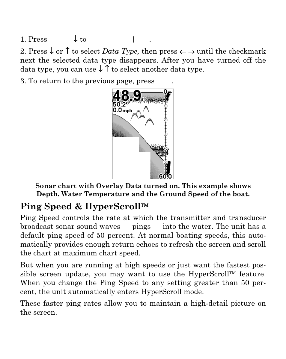 Ping speed & hyperscroll | Eagle Electronics Cuda 250i User Manual | Page 78 / 172