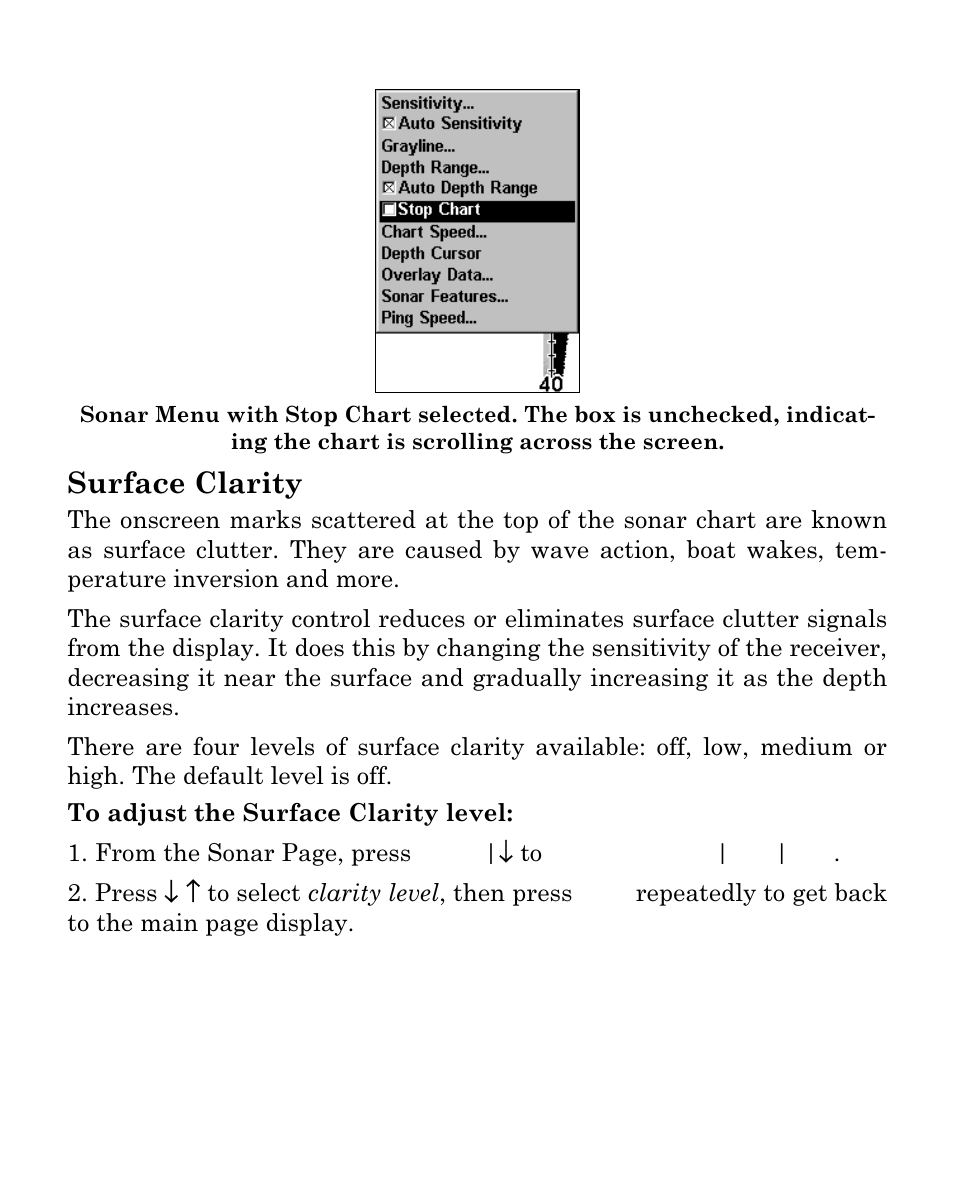 Surface clarity | Eagle Electronics Cuda 250i User Manual | Page 88 / 172