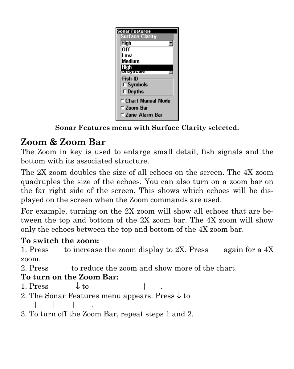 Zoom & zoom bar | Eagle Electronics Cuda 250i User Manual | Page 89 / 172