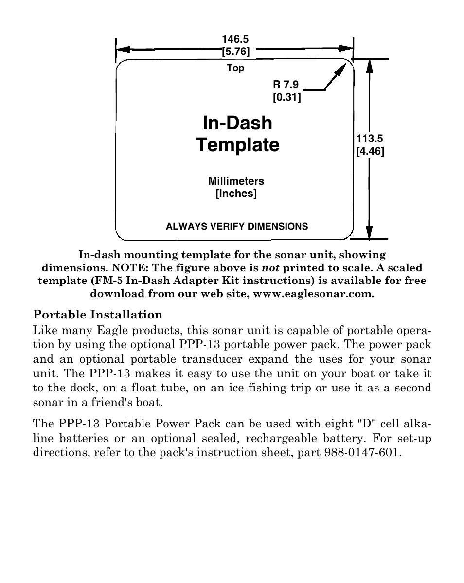 In-dash template | Eagle Electronics FISHMARK 320 User Manual | Page 33 / 92