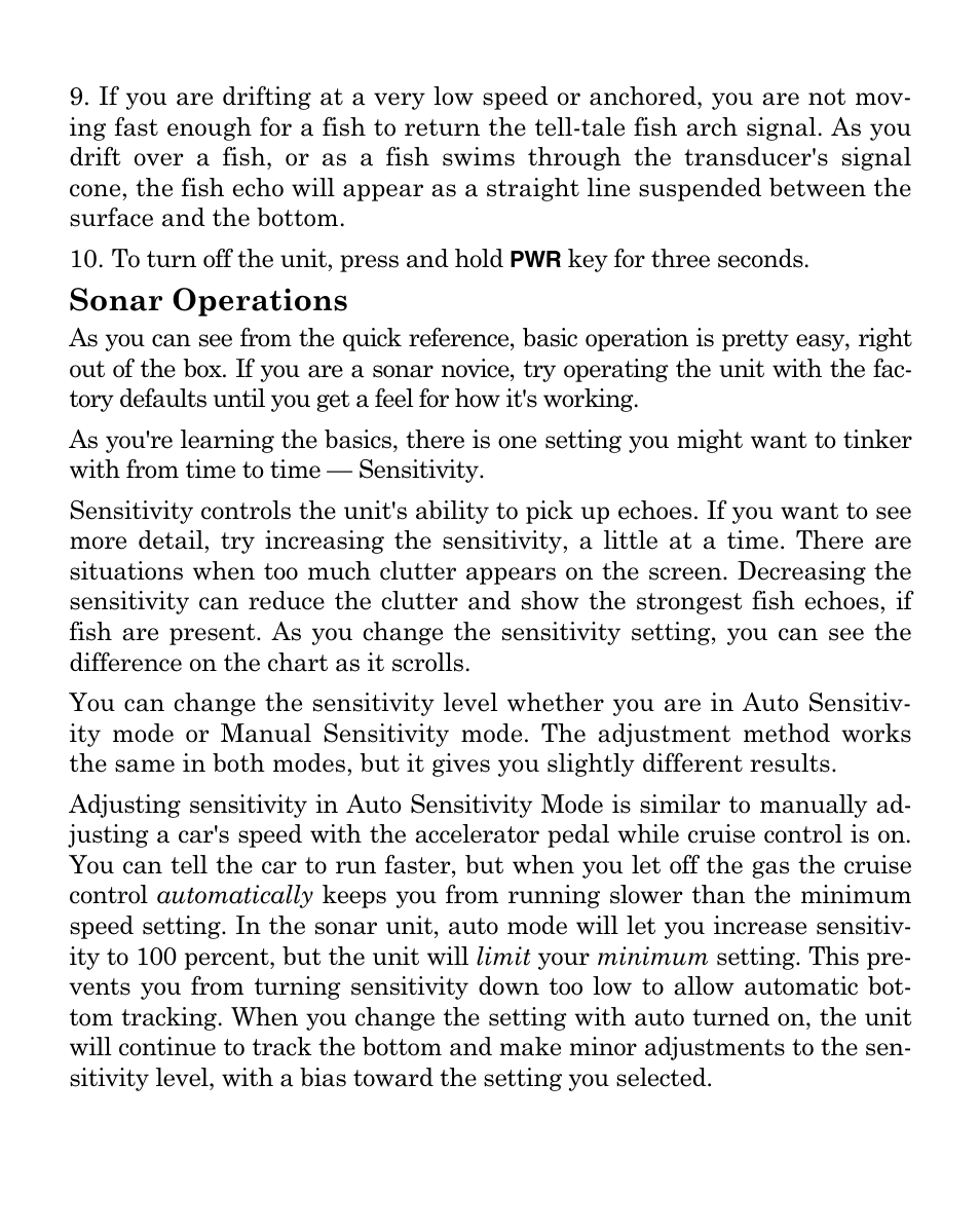 Sonar operations | Eagle Electronics FISHMARK 320 User Manual | Page 44 / 92