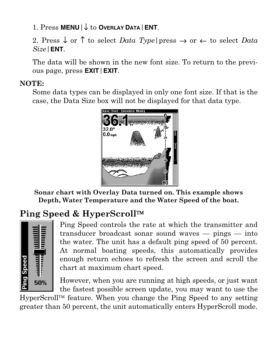 Ping speed & hyperscroll | Eagle Electronics FISHMARK 320 User Manual | Page 66 / 92