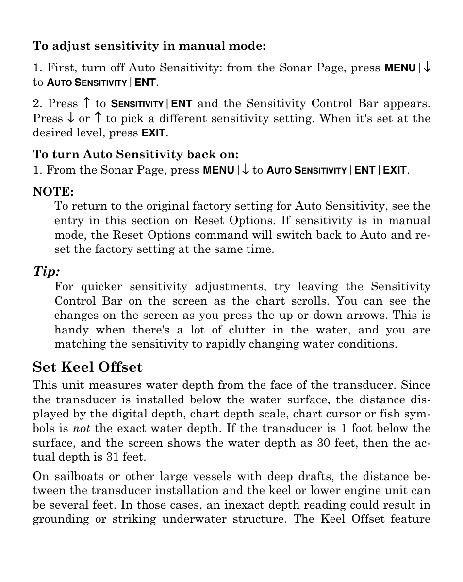 Set keel offset | Eagle Electronics FISHMARK 320 User Manual | Page 71 / 92