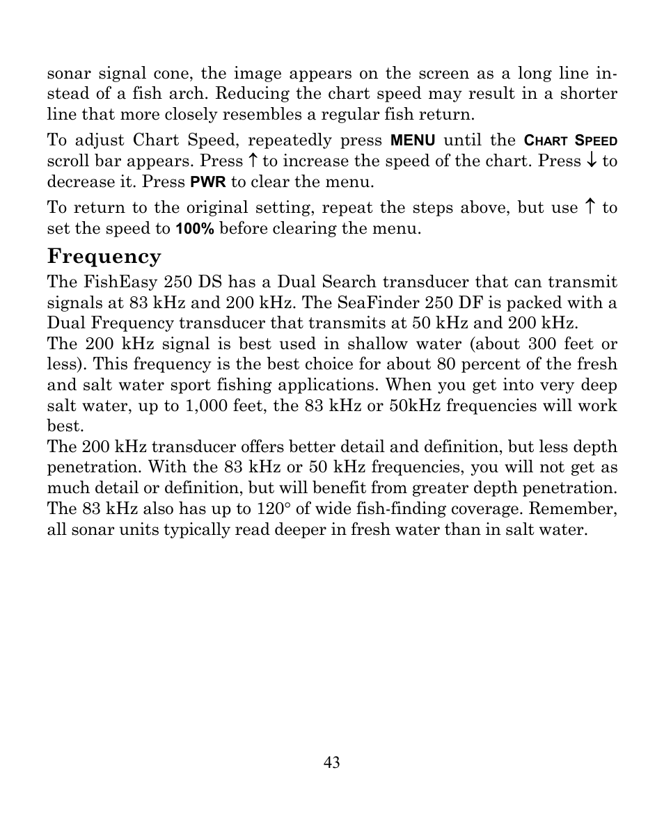 Frequency | Eagle Electronics SeaFinder 250 DF User Manual | Page 47 / 72