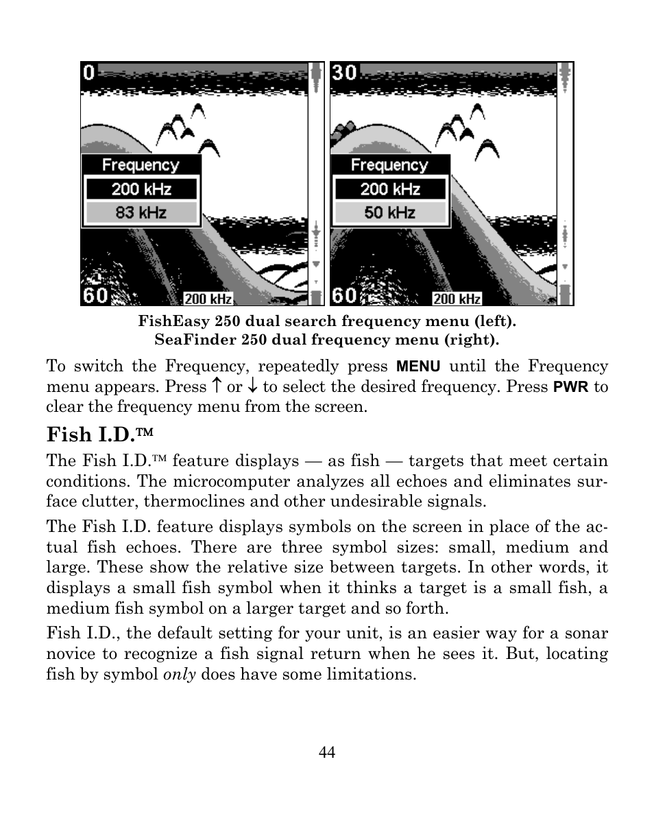 Fish i.d | Eagle Electronics SeaFinder 250 DF User Manual | Page 48 / 72