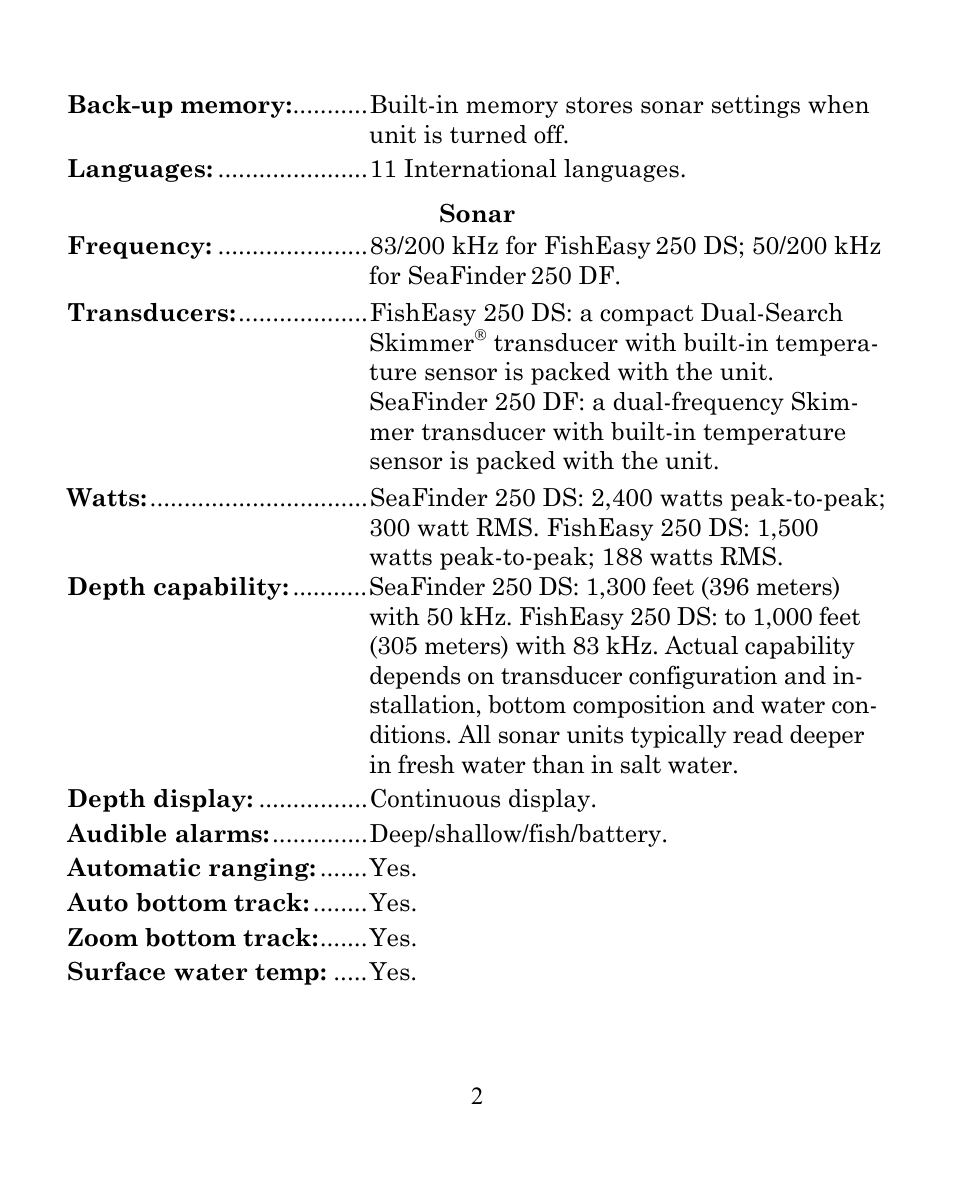 Eagle Electronics SeaFinder 250 DF User Manual | Page 6 / 72