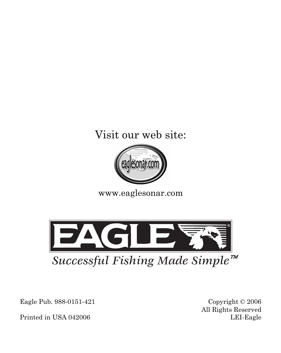 Visit our web site | Eagle Electronics SeaFinder 250 DF User Manual | Page 72 / 72