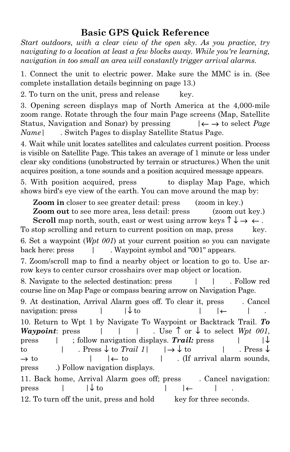 Basic gps quick reference | Eagle Electronics FishElite 642c User Manual | Page 106 / 196