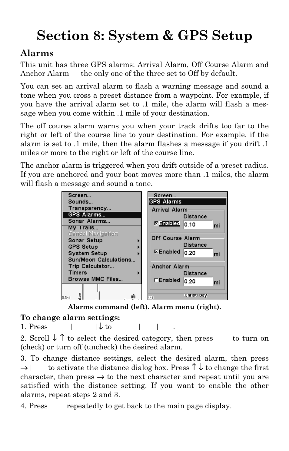Alarms | Eagle Electronics FishElite 642c User Manual | Page 139 / 196