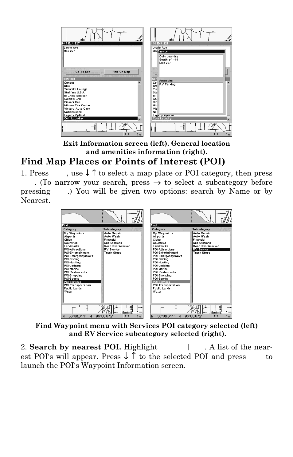 Find map places or points of interest (poi) | Eagle Electronics FishElite 642c User Manual | Page 175 / 196