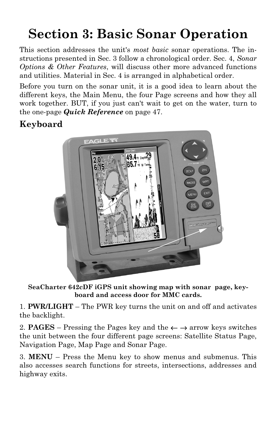 Keyboard | Eagle Electronics FishElite 642c User Manual | Page 47 / 196