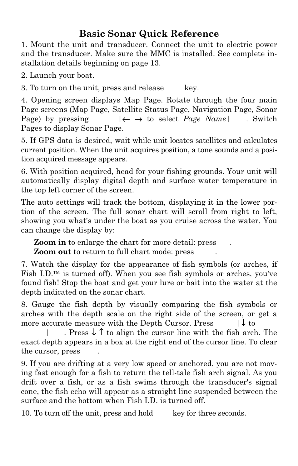 Basic sonar quick reference | Eagle Electronics FishElite 642c User Manual | Page 55 / 196