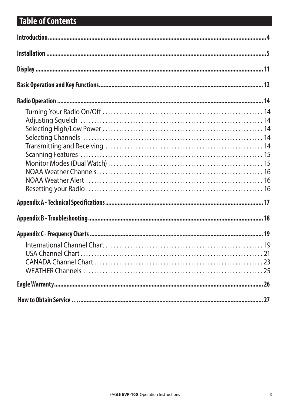 Eagle Electronics EVR-100 User Manual | Page 3 / 32