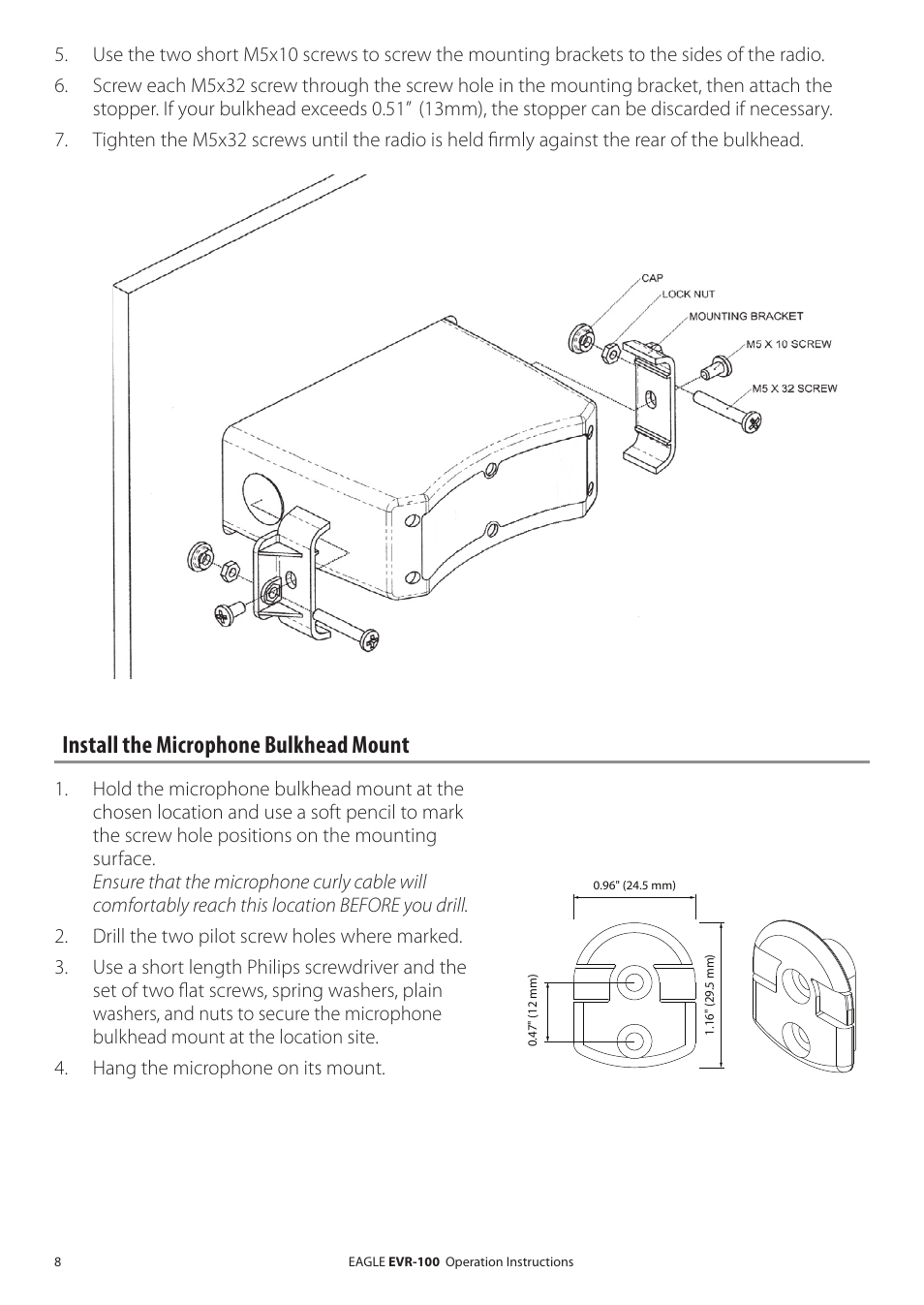 Install the microphone bulkhead mount | Eagle Electronics EVR-100 User Manual | Page 8 / 32