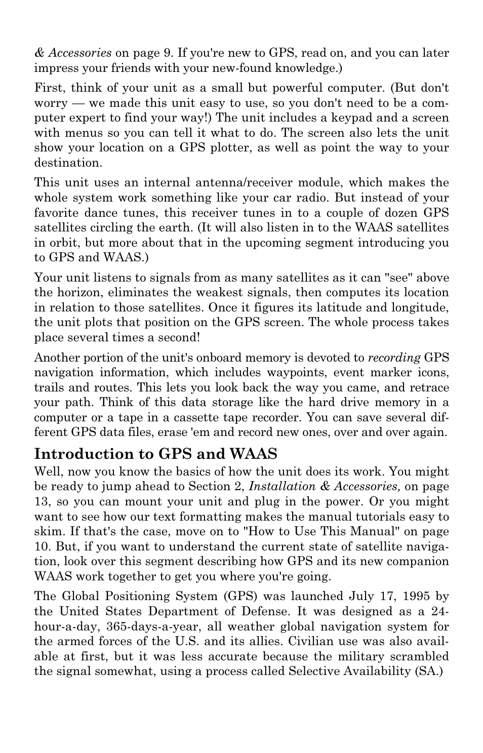 Introduction to gps and waas | Eagle Electronics Cuda 240 S/GPS User Manual | Page 11 / 140