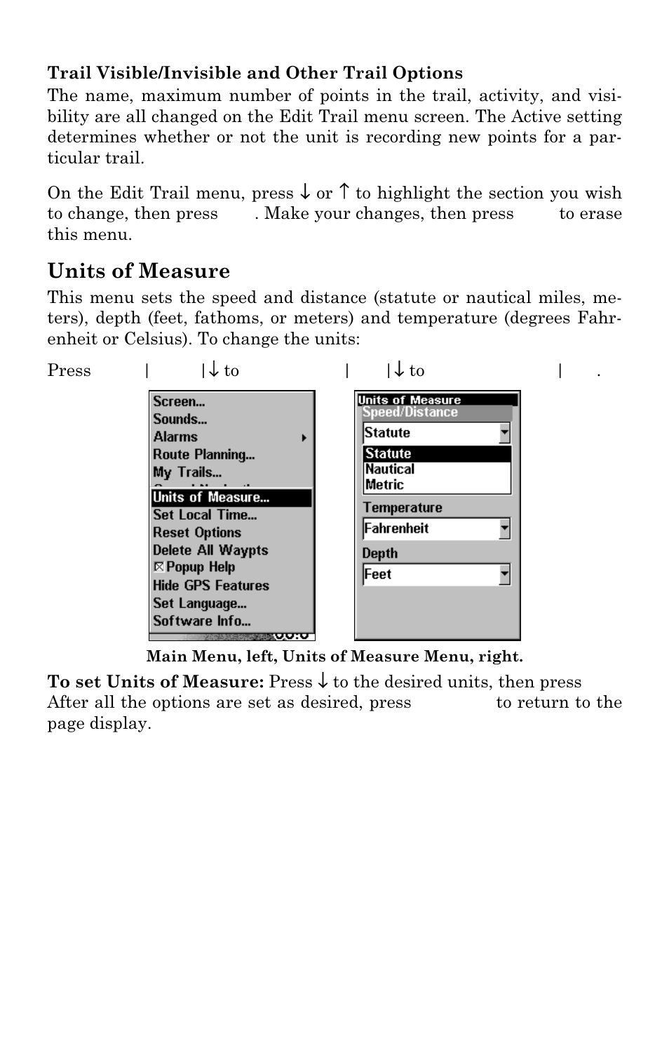 Units of measure | Eagle Electronics Cuda 240 S/GPS User Manual | Page 130 / 140