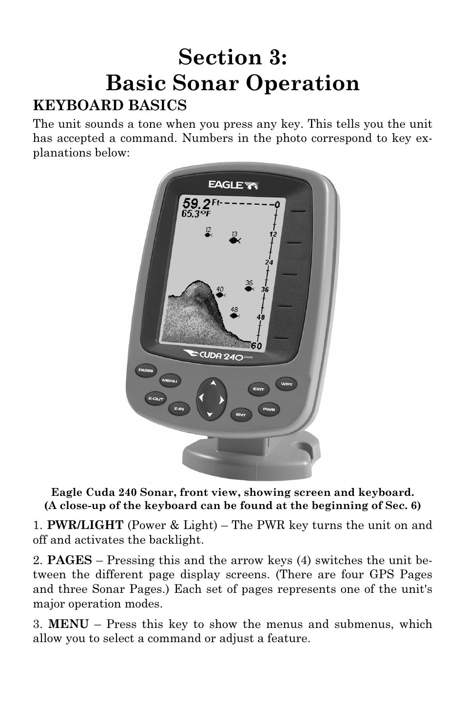 Keyboard basics | Eagle Electronics Cuda 240 S/GPS User Manual | Page 37 / 140