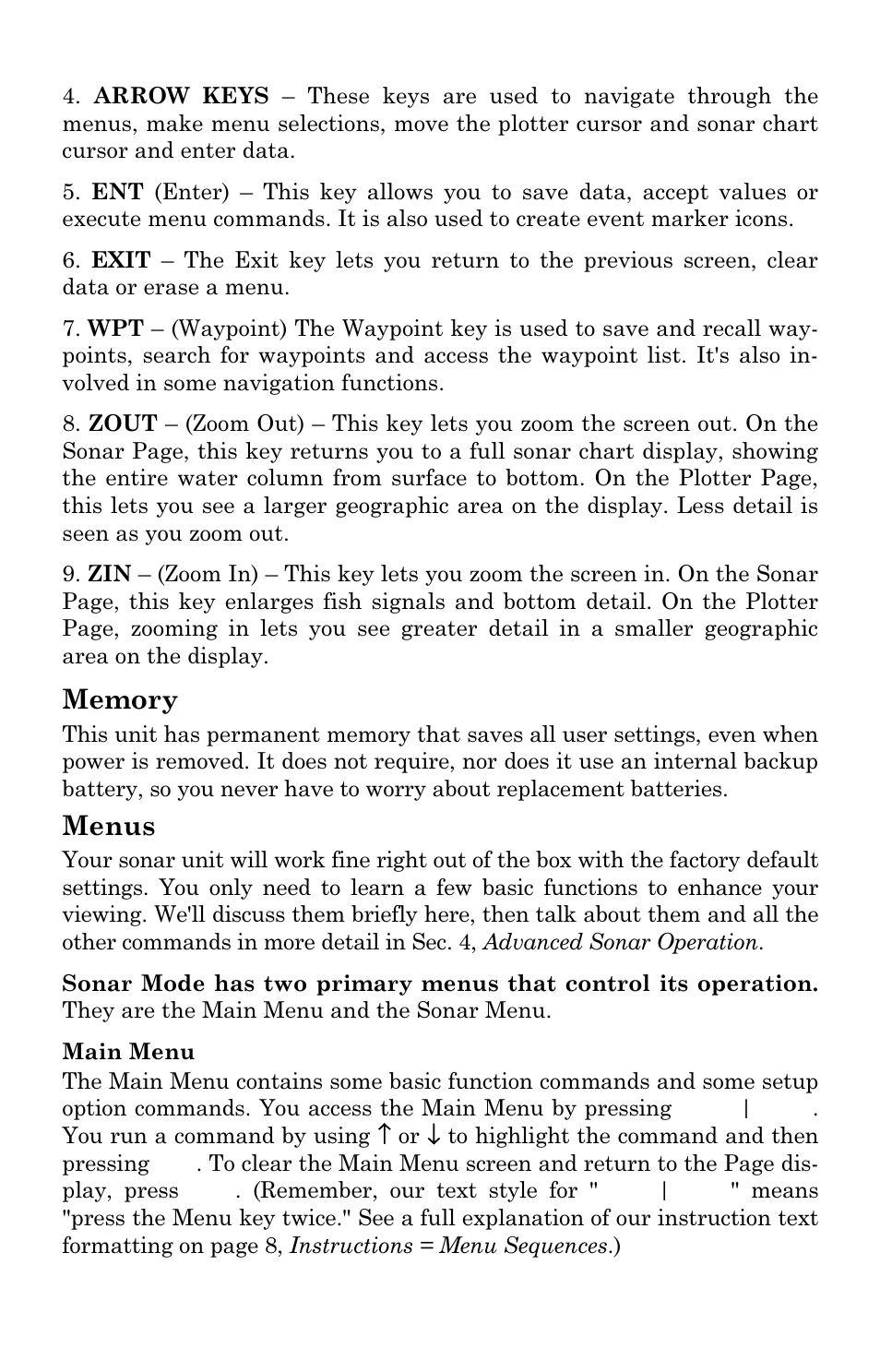 Menus | Eagle Electronics Cuda 240 S/GPS User Manual | Page 38 / 140