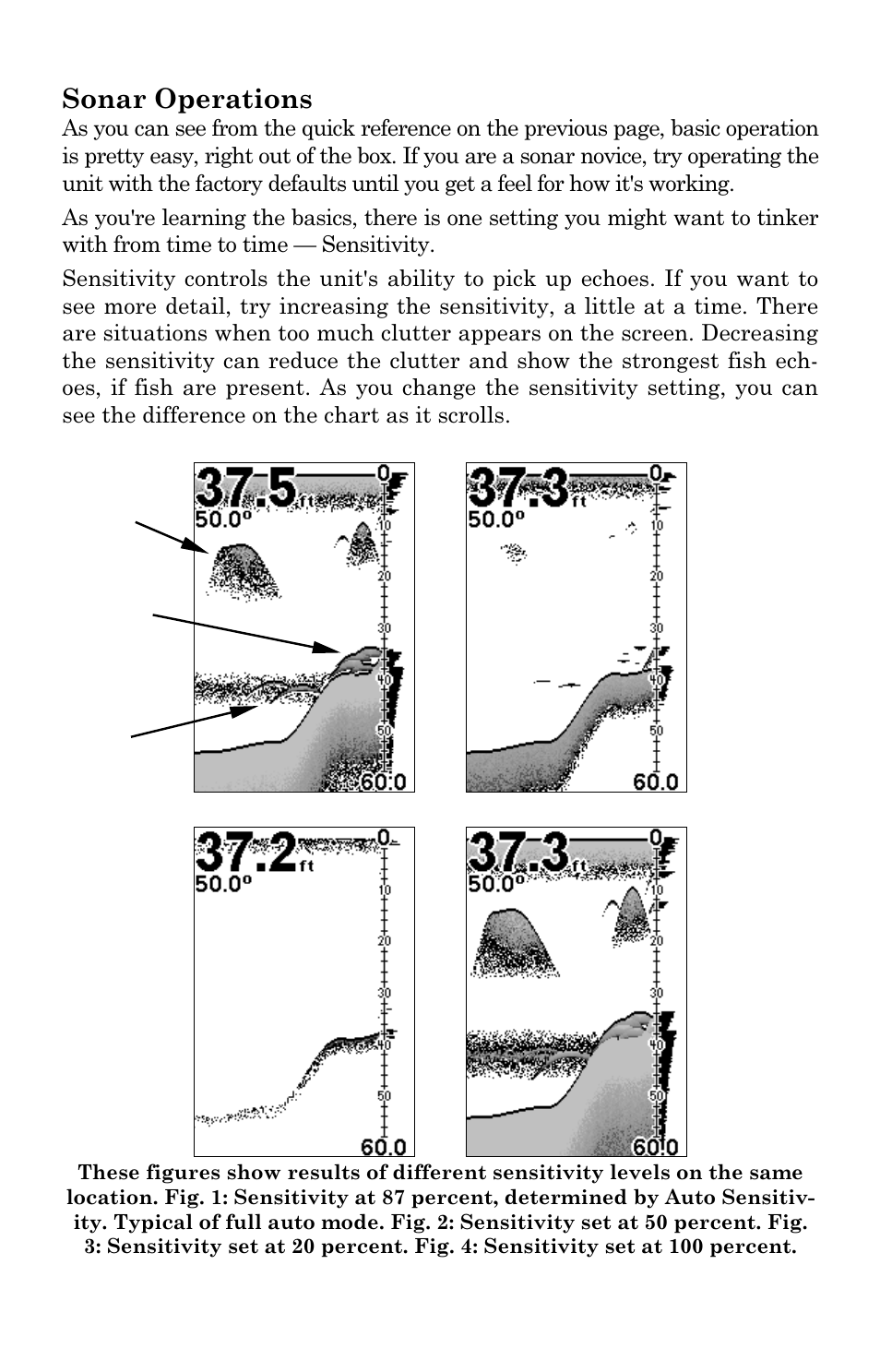 Sonar operations | Eagle Electronics Cuda 240 S/GPS User Manual | Page 44 / 140