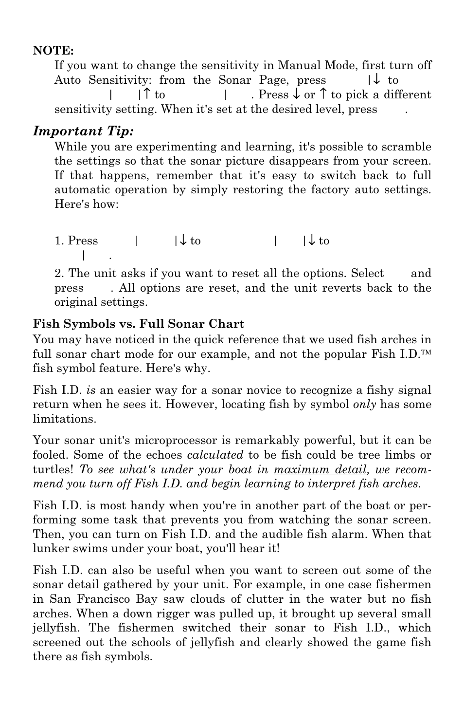 Important tip | Eagle Electronics Cuda 240 S/GPS User Manual | Page 46 / 140