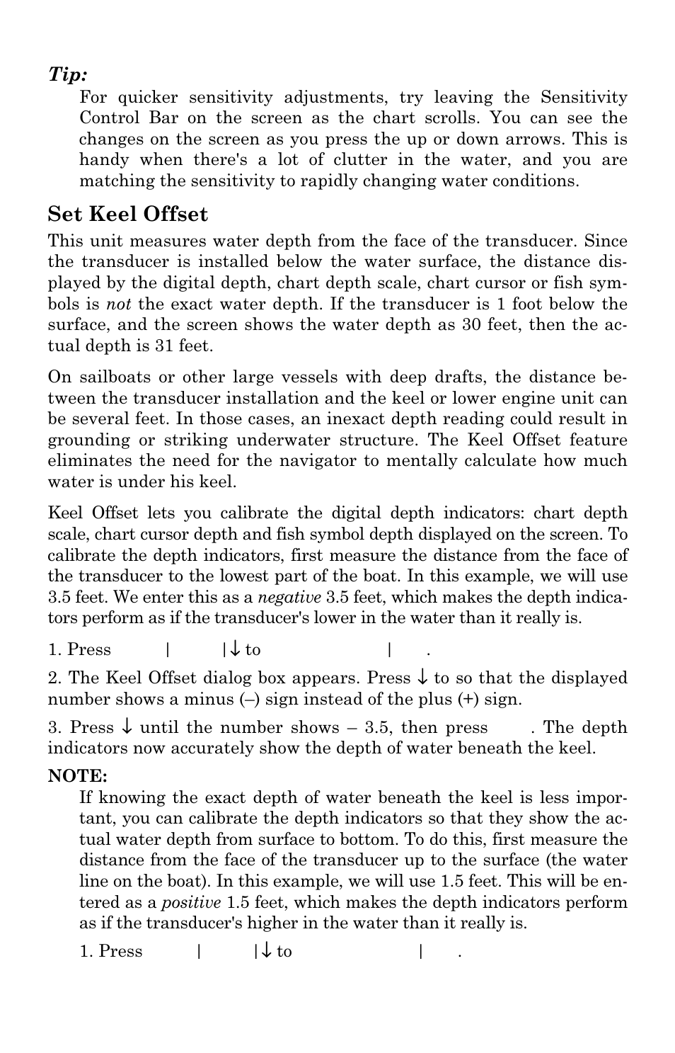 Set keel offset | Eagle Electronics Cuda 240 S/GPS User Manual | Page 64 / 140