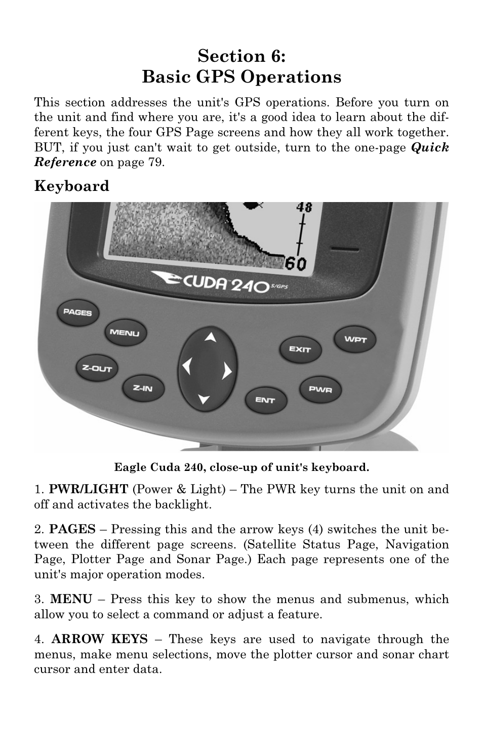 Keyboard | Eagle Electronics Cuda 240 S/GPS User Manual | Page 75 / 140