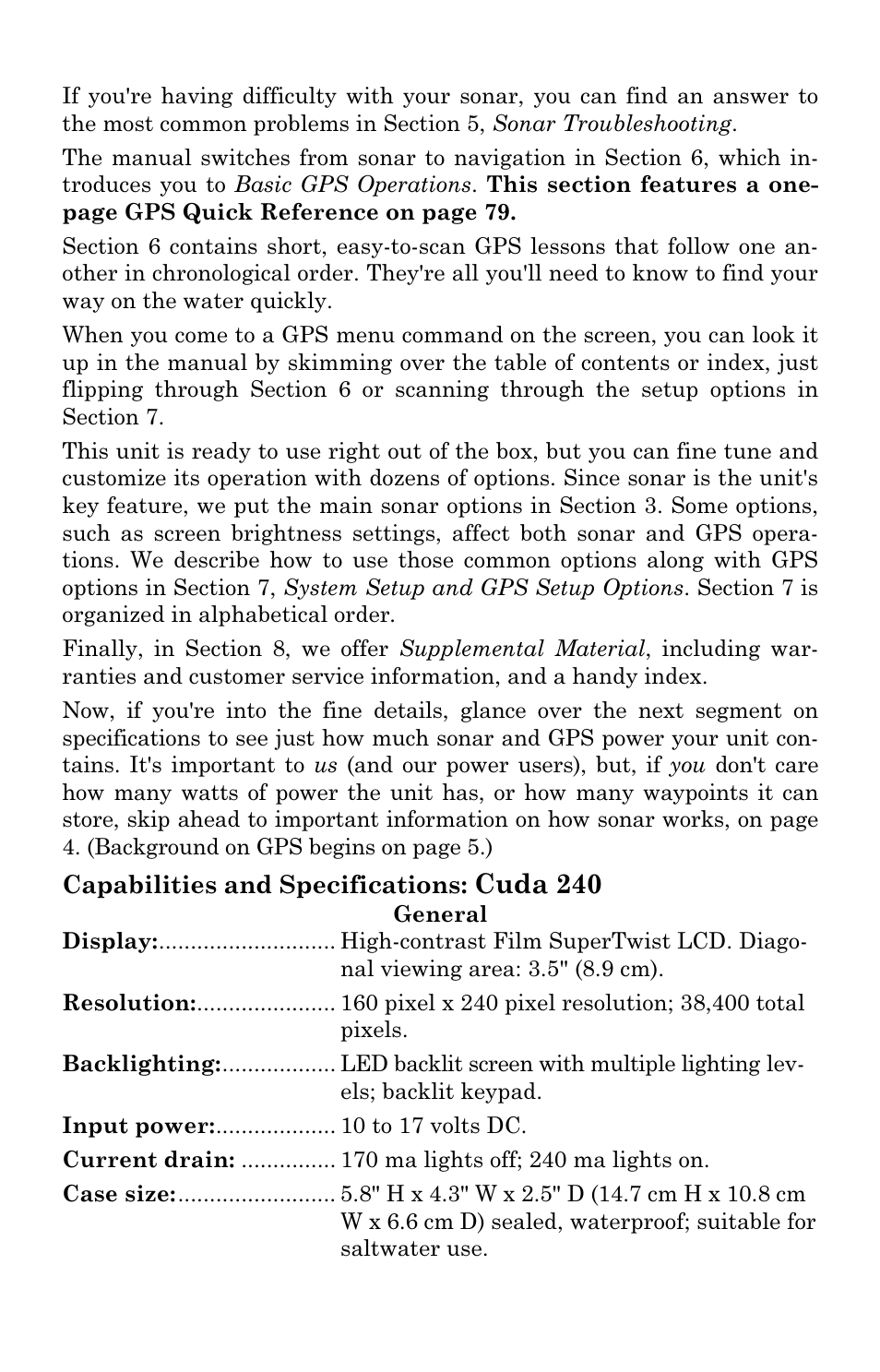 Cuda 240 | Eagle Electronics Cuda 240 S/GPS User Manual | Page 8 / 140