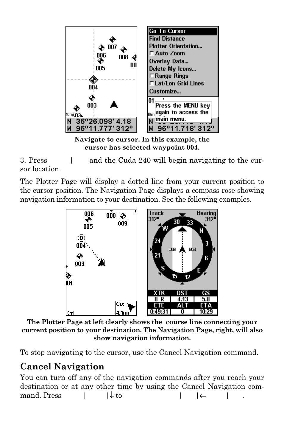 Cancel navigation | Eagle Electronics Cuda 240 S/GPS User Manual | Page 87 / 140