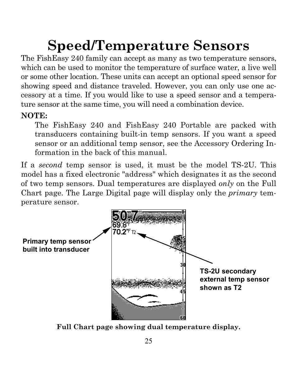 Speed/temperature sensors | Eagle Electronics FISHEASY 240 User Manual | Page 31 / 92